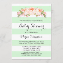 Mint Stripes Waterverf Floral Baby shower