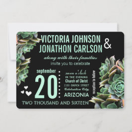 Mint Succulent Modern Wedding Kaart