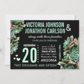 Mint Succulent Modern Wedding Kaart (Voorkant)
