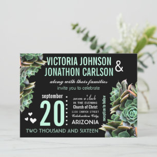 Mint Succulent Modern Wedding Kaart