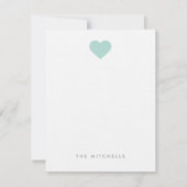 Mint Sweet Heart Monogram Briefpapier Notitiekaartje (Voorkant)