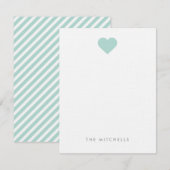 Mint Sweet Heart Monogram Briefpapier Notitiekaartje (Voorkant / Achterkant)