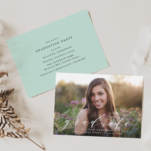 Mint | Sweet Script Foto Afstuderen Kaart