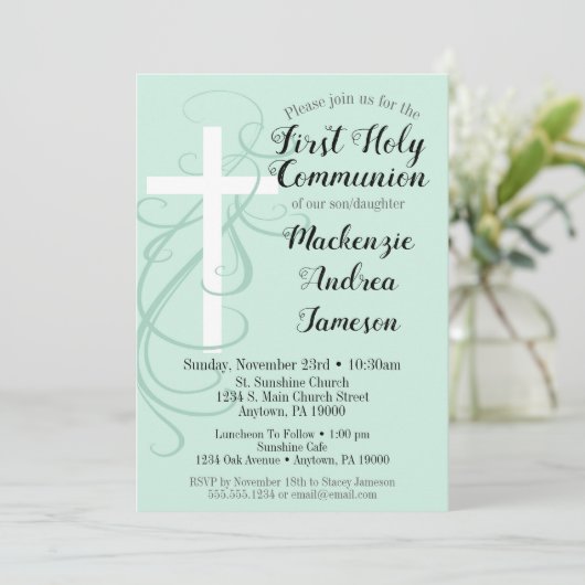 Mint Swirl Cross First Kaart (Staand voorkant)