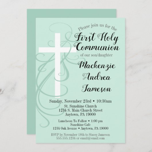 Mint Swirl Cross First Kaart (Voorkant / Achterkant)
