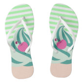 Mint Swirl Ice Cream Striped Cute Teenslippers (Voetbed)
