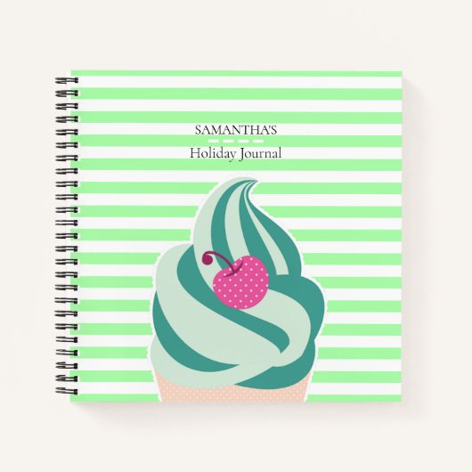 Mint Swirl Ice Cream Striped Holiday Journal Notitieboek (Voorkant)