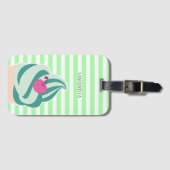 Mint Swirl Ice Cream Striped Persoonlijk Bagagelabel (Voorkant (horizontaal))