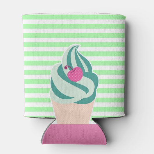 Mint Swirl Ice Cream Striped Persoonlijk Blikjeskoeler (Achterkant)