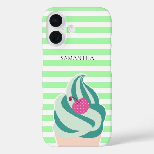 Mint Swirl Ice Cream Striped Persoonlijk Case-Mate iPhone Case (Achterkant)