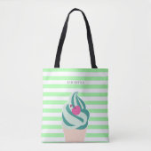Mint Swirl Ice Cream Striped Persoonlijk Tote Bag (Voorkant)