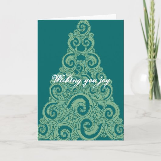 Mint Swirl Kerstboom Feestdagen Kaart (Voorkant)