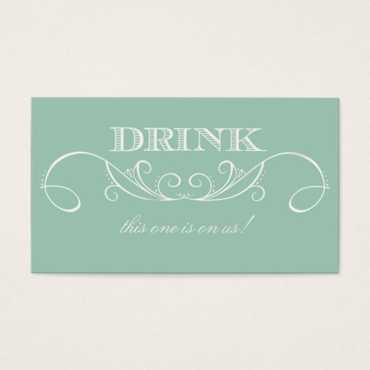 Mint Swirl Wedding Drink Ticket Visitekaartjes (Voorkant)