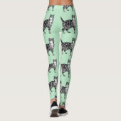 Mint Tabby Cat Animal Black en White Leggings (Achterkant)