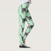 Mint Tabby Cat Animal Black en White Leggings (Rechts)