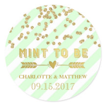 Mint te zijn gouden Confetti bruiloft gunst Labels