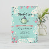 Mint Tea Party Bridal Shower Invitation Kaart (Staand voorkant)