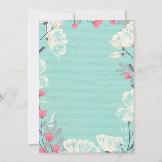 Mint Tea Party Bridal Shower Invitation Kaart (Achterkant)