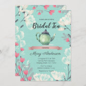 Mint Tea Party Bridal Shower Invitation Kaart (Voorkant / Achterkant)