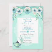 Mint Tea Teapot Waterverf Flowers Kaart (Voorkant)