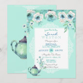 Mint Tea Teapot Waterverf Flowers Kaart (Voorkant / Achterkant)