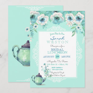 Mint Tea Teapot Waterverf Flowers Kaart