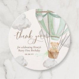 Mint Teddy Bear Bedankt Beary eerste verjaardag Bedankjes Labels