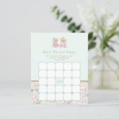 Mint Teddy Bear Tea Party Baby shower Bingo Game (Staand voorkant)