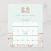 Mint Teddy Bear Tea Party Baby shower Bingo Game (Voorkant)