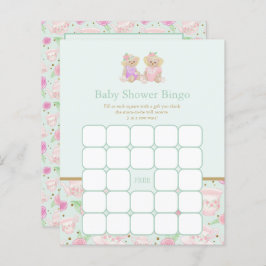 Mint Teddy Bear Tea Party Baby shower Bingo Game