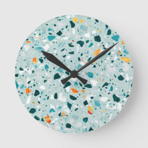 Mint Terrazzo Ronde Klok