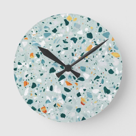 Mint Terrazzo Ronde Klok (Voorkant)
