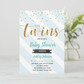 Mint thema twin baby shower uitnodiging (Staand voorkant)