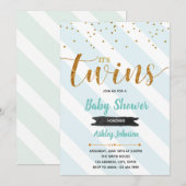 Mint thema twin baby shower uitnodiging (Voorkant / Achterkant)