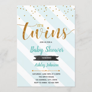Mint thema twin baby shower uitnodiging