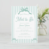 Mint To Be Bow Stripes Bridal Shower Kaart (Staand voorkant)