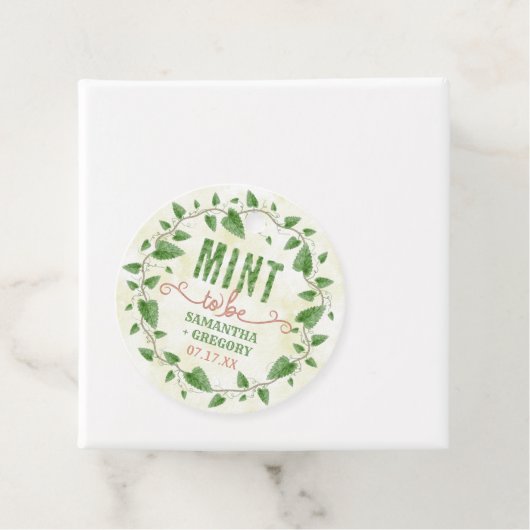 Mint to be bruiloft douche Waterverf bladkrans Bedankjes Labels (In situ)