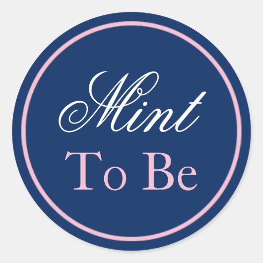 "Mint to be" bruiloft Sticker - Blush roze/marine (Voorkant)