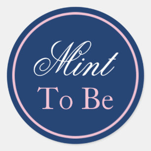 "Mint to be" bruiloft Sticker - Blush roze/marine