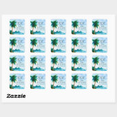 Mint to Be Favor Tropical Beach Bruiloft Vierkante Sticker (Vel)