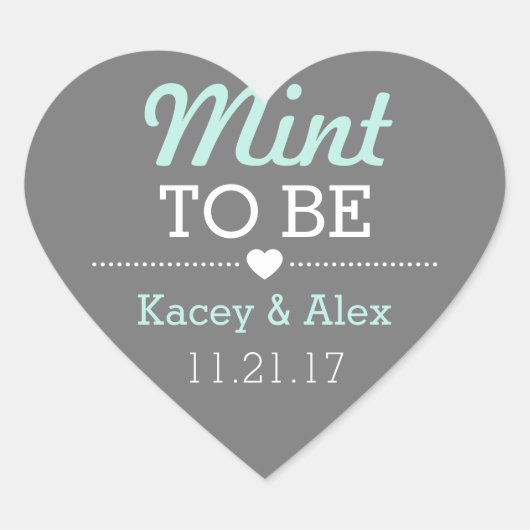 Mint To Be Heart Stickers Wedding Favors (Voorkant)