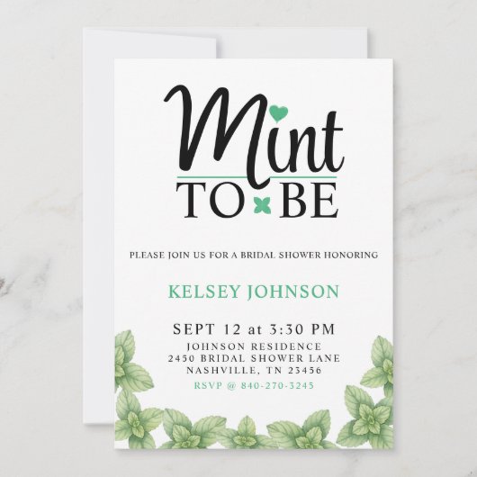 Mint to Be Mint Leaf Bridal Shower Kaart (Voorkant)