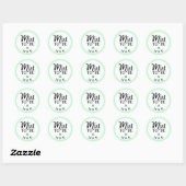 Mint To Be Monogram Trouw Bruidsfeest Ronde Sticker (Vel)