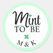 Mint To Be Monogram Trouw Bruidsfeest Ronde Sticker (Voorkant)