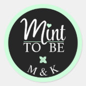 Mint to Be Monogram Wedding Bridal Shower Ronde Sticker (Voorkant)