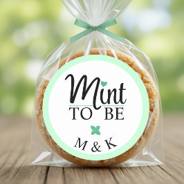 Mint to Be Monogram Wedding Bridal Shower Ronde Sticker