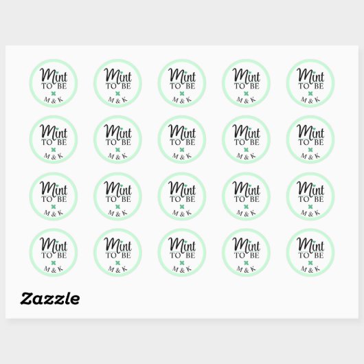 Mint to Be Monogram Wedding Bridal Shower Ronde Sticker (Vel)