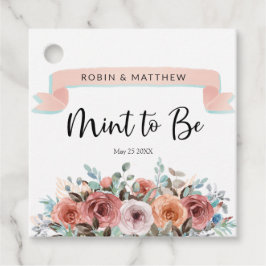 Mint to be, perzik, bloesem, munt bloemenbruiloft bedankjes labels