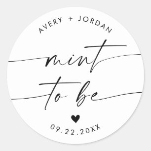 Mint To Be Trouw Favor Sticker   Moderne Trouwdag
