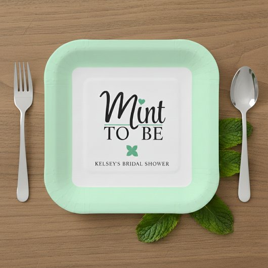 Mint to Be Wedding Bridal Shower Papieren Bordje